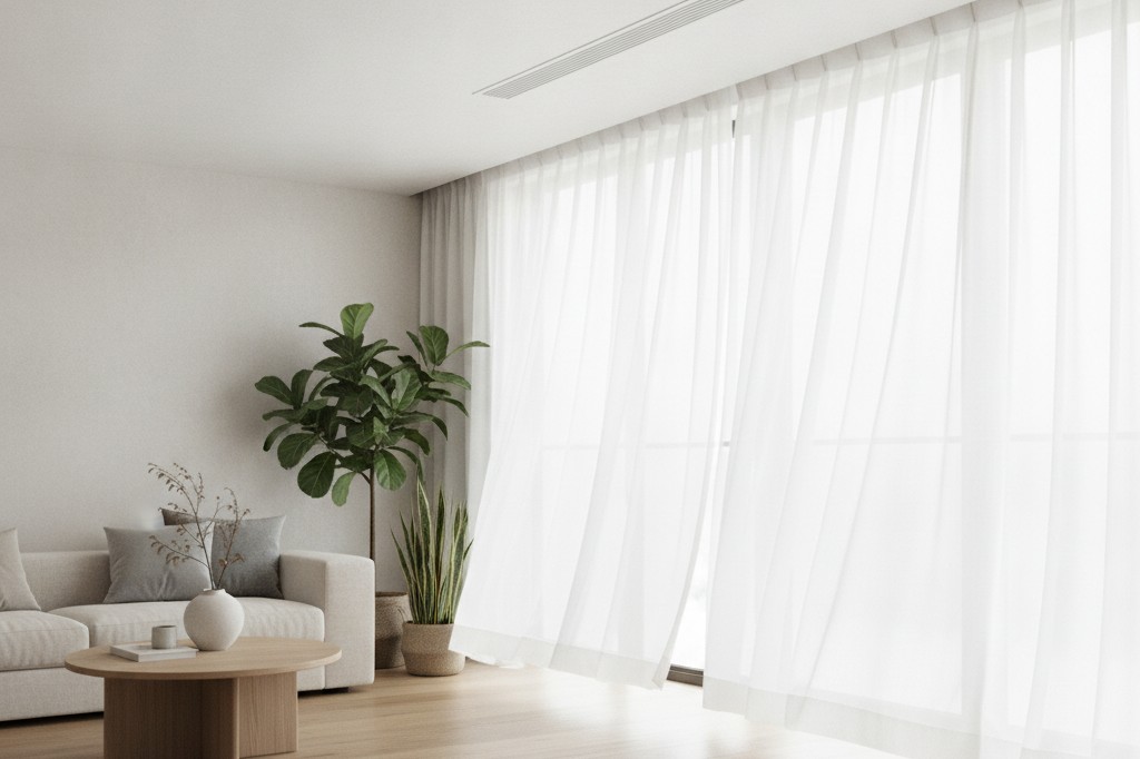 Soggiorno Habita con diffusore lineare a soffitto e aria sempre rinnovata